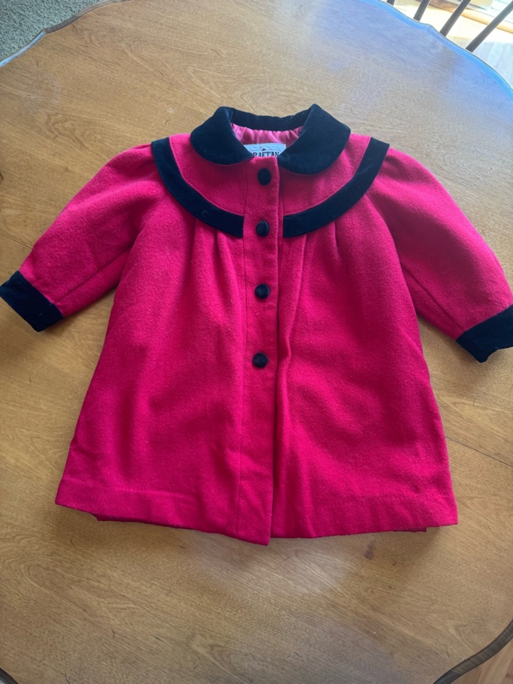 Vintage Braetan Kids Red Holiday Coat | Made in Ukraine | Velvet Trim & Bow